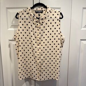 Karl Lagerfeld Polka Dot Sleeveless Top - Black and Cream